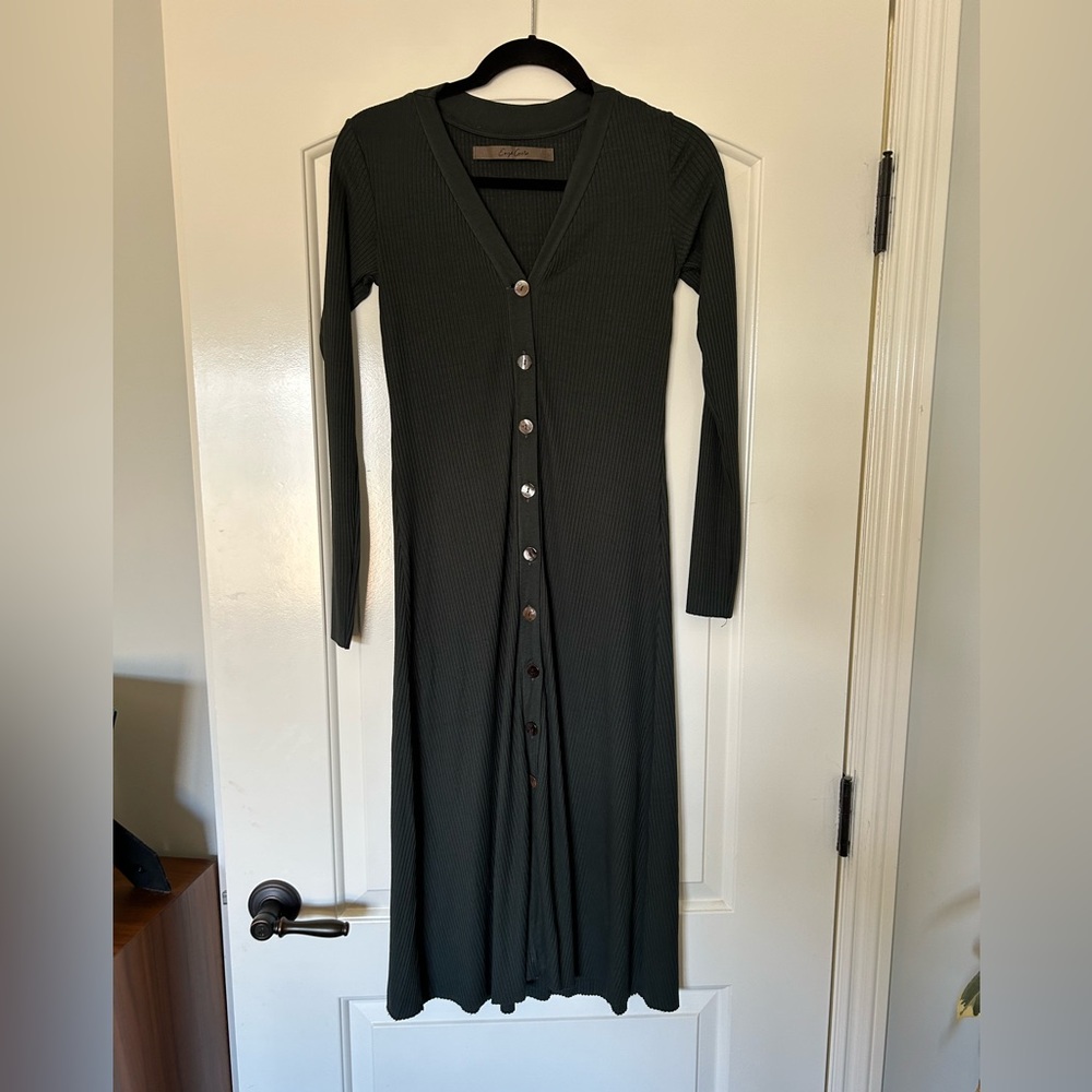 Enzo Cost olive green fit and flare dress